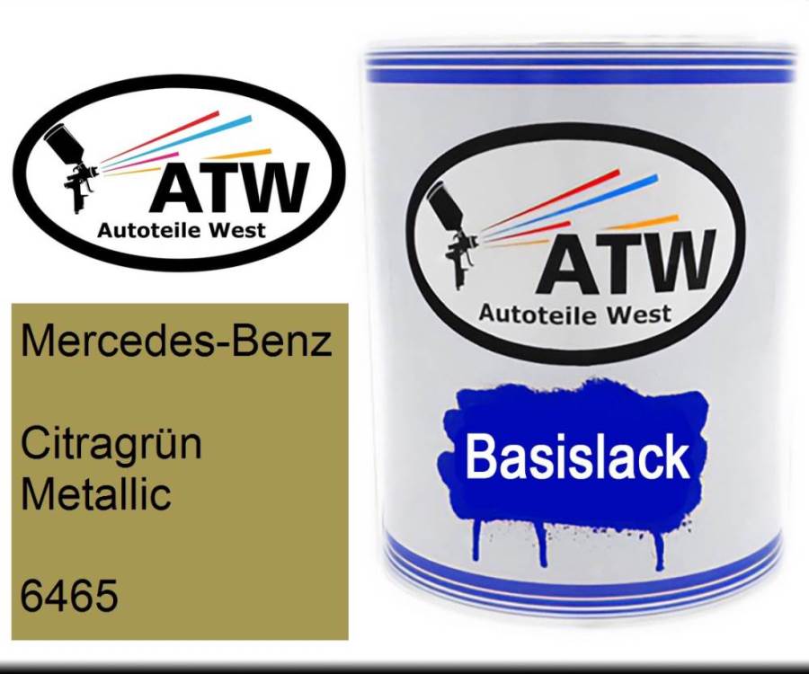 Mercedes-Benz, Citragrün Metallic, 6465: 1L Lackdose, von ATW Autoteile West.